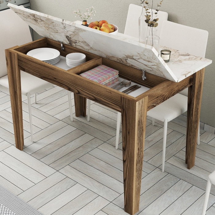 Hanah Home Kiev 506 Mesa de Cocina - Nogal y Blanco
